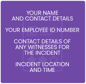 name contact employee id witness location time